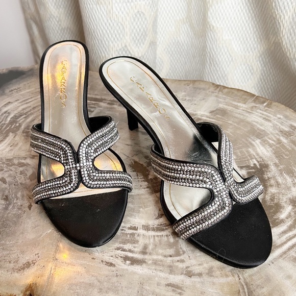 Caparros dressy slide on black heels - Picture 1 of 7